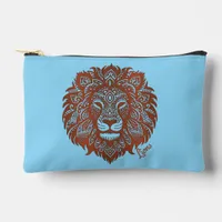 Lions Boho Cutout Faux Leather Accessory Pouch 