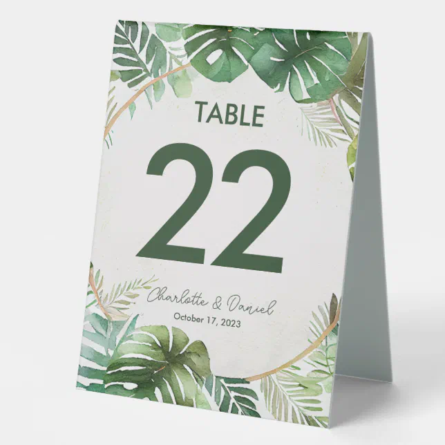 Topical Watercolor Print | Wedding Table Tent Sign