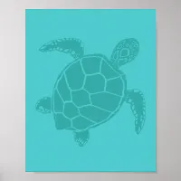 Symbolic Sea Turtle Blue Poster