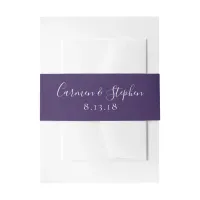 Minimalist Deep Purple Single Tulip Wedding Invitation Belly Band