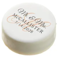 Peach Fancy Calligraphy Monogram Wedding Chocolate Covered Oreo