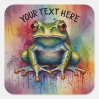 Discover the captivating beautiful frog square sticker