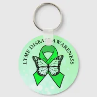 Lyme Disease Awareness Butterfly Ribbon Keychain