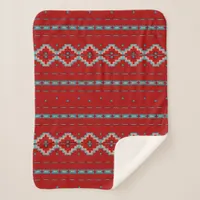 Southwest Mesas Red & Turquoise Small Sherpa Blanket