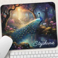 Personalized Enchanted Peacock Mouse Pad