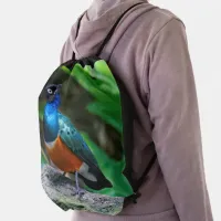 Stunning Colorful African Superb Starling Drawstring Bag
