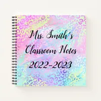 Colorful Leopard Print Back To School Monogram  No Notebook