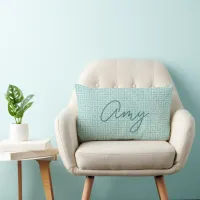 Teal Greek Key Pattern Monoline Name Lumbar Pillow