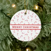 Personalized Candy Cane Christmas  Ceramic Ornament