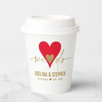 Wedding Day Elegant Simple Heart We Do Gold Script Paper Cups