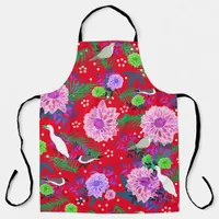 Tropical Birds Floral Botanical Print Apron