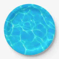 Aqua Water Pattern With Reflection Waves Paper Plates