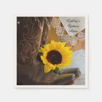 Country Sunflower and Lace Western Quincea&#241;era Napkins