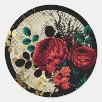 Gothic Roses Classic Round Sticker