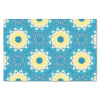 Trendy Blue & Yellow Ornamental Geometric Pattern Tissue Paper