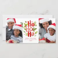 Ho Ho Ho Watercolor Holiday Christmas 2 Photo Card