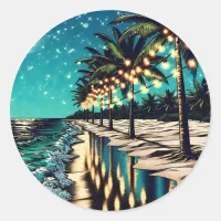 Romantic Pretty Coastal Art  Classic Round Sticker