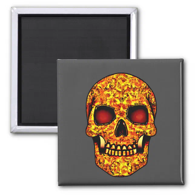 Frightening Halloween skull with red eyes  Magnet