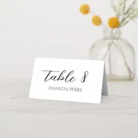 Minimalistic Black And White Script Wedding Place Card