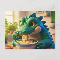 Adorable Kawaii Alligator Eating Ramen Postcard