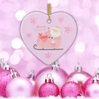 Cute Pink Christmas Santa on Pink | Ceramic Ornament