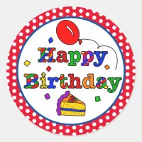 Colorful Happy Birthday Classic Round Sticker