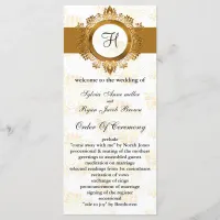 gold monogram Wedding program