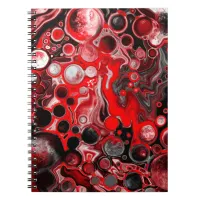 Red, Black and White Fluid Art Marble Notebook