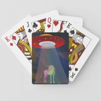 Unicorn Under UFO Rainbow Beam at Night, ZKoA Poker Cards