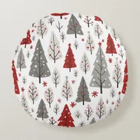 Christmas Trees Paper Round Pillow