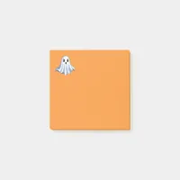 Cute Ghost on Halloween Orange Post-it Notes