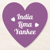 I Love You India Lima Yankee Romantic Cassis Paper Coaster