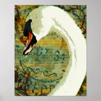 Digital Collage Swan Poster