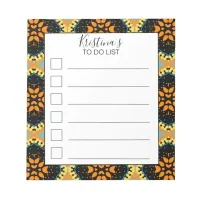 Orange Turquoise Black Ethnic Boho To Do List Notepad