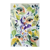 Handpainted Elegant Feminine Eyes Colorful Leaves  Acrylic Print