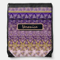 Purple Yellow Pattern  Drawstring Bag