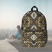 Modern pattern in silver, gold and black, monogram printed backpack