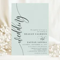 Pastel Mint Elegant Calligraphy Script Wedding Invitation