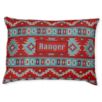 Southwest Mesas Turquoise & Red Personalized Pet  Pet Bed