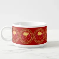 Chinese Zodiac Ox Red/Gold ID542 Bowl