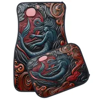 Mermaids Swim in a Colorful Ocean Relief Art Car Floor Mat