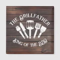 Rustic "The Grillfather: Funny BBQ Gift Magnet