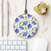 Blue Hydrangea Flowers Botanical Design Wireless Charger