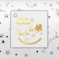 Monogram Black & Gold Merry Christmas | Foil Favor Tags