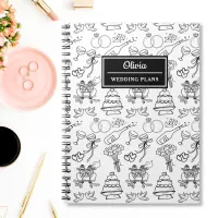 Chic Whimsical Personalized Bride Wedding Planning Notebook