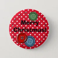 Merry Christmas Pin with Cute Buttons & Stitching