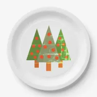 Stamped Christmas Grove on White Paper Plates