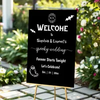 Halloween Simple Black And White Wedding Welcome  Acrylic Sign