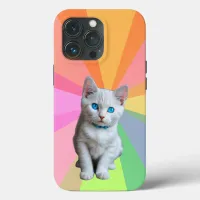 Cutest cat colorful rainbow iPhone 13 pro case