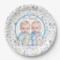 Twin Boy's Baby Shower Watercolor Animals Paper Plates